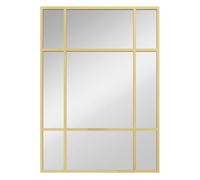 HOMCOM Espejo Rectangular de Pared, 70x50 cm, Espejo de Ventana con Marco de Metal, Decorativo para Salón, Dormitorio, Entrada, Dorado