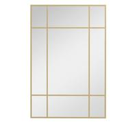 Homcom espejo rectangular de pared 90x60 cm con marco de metal espejo decorativo para salón dormitorio entrada dorado