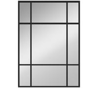 HOMCOM Espejo Rectangular de Pared Espejo de Ventana 70x50 cm con Marco de Metal Espejo Decorativo para Salón Dormitorio Negro