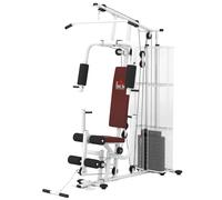 HOMCOM Estación de Fuerza Fitness con Polea de Lat Pull Down Barra de Mariposa 45kg de Pesas Cuerda Aparato de Fitness con Capacidad de hasta 120kg Multifunción Entrenamiento de Fuerza Multiestación E