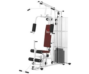 HOMCOM Estación de Fuerza Fitness con Polea de Lat Pull Down Barra de Mariposa 45kg de Pesas Cuerda Aparato de Fitness con Capacidad de hasta 120kg Multifunción Entrenamiento de Fuerza Multiestación E