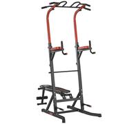 HOMCOM Estación de Musculación Aparatos de Gimnasia para Casa con Altura Ajustable y Respaldo Regulable en 5 Posiciones para Fitness Entrenamiento en Gimnasio Oficina Acero 108x178x202-238 cm Negro