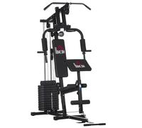 HOMCOM Estación de musculación fitness - Colaboración Aosom.es x FEBalonmano - 12 bloques de peso de 5,5 kg - 135x103x210 cm