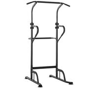 HOMCOM Estación de musculación multifunción barra de tracción silla romana altura ajustable acero Negro Rojo Aosom España