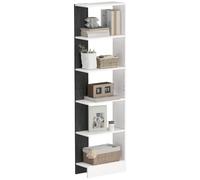HOMCOM Estante armario 5 niveles 45x21x170cm Blanco/Negro | Estantería estrecha y alta de madera moderna ahorradora de espacio para baño, sala de estar, dormitorio, estudio, oficina.