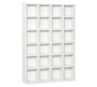 HOMCOM Estante de Almacenamiento Multimedia 480 CD/ 312 DVD - biblioteca de madera con estantes ajustables 89x130,5 cm Blanco Aosom España