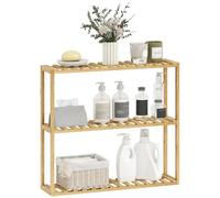 HOMCOM Estante de bambú ajustable, estante de baño de 3 niveles, independiente o de pared, para baño, dormitorio, cocina, salón, 60 x 15 x 54 cm, efecto madera natural