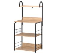 HOMCOM Estante de Cocina para Microondas con 4 Niveles Ganchos y Pies Ajustables Estantes de Almacenaje 60x40x125 cm Madera Natural Aosom España