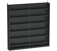 HOMCOM Estante de Exhibición de 6 Estantes Ajustables en Madera con Puertas de Vidrio, 80x9.5x83 cm, Negro