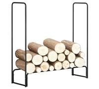 HOMCOM Estante de Leña para Chimenea 122x35x122 cm Soporte para Leña de Metal para Exterior e Interior Carga 150 kg Negro Aosom España