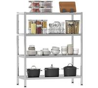 HOMCOM Estante de Metal con 4 Niveles Ajustable a 10 Alturas Diferentes, Estante de Cocina de Acero Inoxidable 201, para Especias, Ollas y Sartenes, 91x40x108 cm, Plata