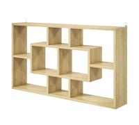 HOMCOM Estante de Pared Decorativo, Estantería para Libro, CDs, Baldas Flotantes con 8 Cubos, 85x14,5x47,5 cm, Carga 20kg, para Oficina, Estudio, Salón, Roble