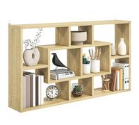 HOMCOM Estante de Pared Decorativo, Estantería para Libro, CDs, Baldas Flotantes con 8 Cubos, 85x14,5x47,5 cm, Carga 20kg, para Oficina, Estudio, Salón, Roble