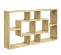 HOMCOM Estante de Pared Decorativo Estantería para Libro, CDs con 8 Cubos 85x14,5x47,5 cm Roble