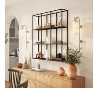 HOMCOM Estante de pared industrial, estantería metálica con 9 compartimentos, librero modular para sala de estar, dormitorio, oficina, 87,5x18x100 cm, negro