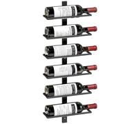 HOMCOM Estante para vino, montaje en pared, estante de exhibición de vino de metal de 6 niveles, soporte de almacenamiento para cocina, comedor, bar, sótano, color negro