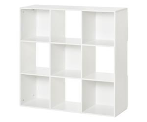 HOMCOM Estantería Baja 9 Cubos 3 Niveles 91,5×29,5×91,5 cm Librería Blanca Estantería de Pie Madera Aosom España