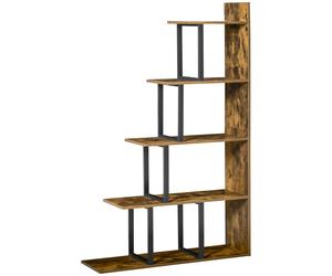 HOMCOM Estantería biblioteca separador de ambientes de estilo industrial en forma de escalera con 5 estantes 102x30x160 cm Aosom España