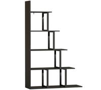 HOMCOM Estantería biblioteca separador de ambientes estilo industrial en escalera 5 baldas 102 x 30 x 160 cm color negro