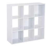 HOMCOM Estantería Blanca para Casa y Oficina, Estante de Diseño Moderno con 9 Compartimentos de Madera, 91x29.5x91cm