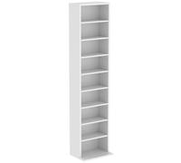 HOMCOM Estantería CD/DVD, 9 niveles, estantería alta estrecha con 6 baldas ajustables, para 260 CDs, Blanco