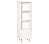 HOMCOM Estantería con 3 Estantes Abiertos y 1 Cerrado con Puerta Librería para Almacenamiento de Libros Juguetes 40x30x129,5 cm Blanco Aosom España