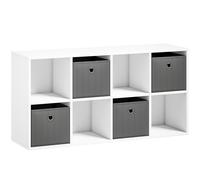 HOMCOM Estantería con 8 compartimentos y 4 cajones de tela, mueble de almacenamiento, versátil, Gris