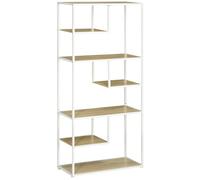 HOMCOM Estantería de Almacenamiento Industrial Estantería para Salón Estantería Librería con Marco de Acero para Oficina Estudio Cocina 83x34x180 cm Roble