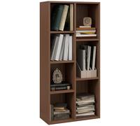 HOMCOM Estantería Cubo Armario con 7 Estantes de Diferentes Tamaños, Estantería Moderna de Madera, 50x24x106 cm, Color Nogal