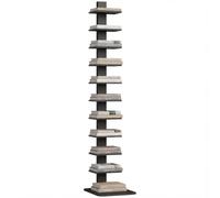 HOMCOM Estantería de 11 Niveles Estilo Industrial 34,5x41,5x163,5 cm Negro | Biblioteca Estrecha y Alta para Espacios Reducidos, Librería de Esquina para Salón, Estudio, Oficina en Casa