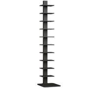 HOMCOM Estantería de 11 Niveles Estilo Industrial Biblioteca Estrecha y Alta para Espacios Reducidos 34,5x41,5x163,5 cm Negro