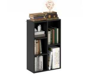 HOMCOM Estantería de 2 Niveles con 5 Compartimentos Abiertos, Negro | Estantería de cubos moderna independiente, Unidad de exhibición y almacenamiento, para sala de estar, dormitorio, estudio