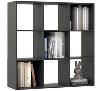 HOMCOM Estantería de 3 niveles, moderna estantería de cubo con 9 compartimentos de almacenamiento abiertos, unidad de almacenamiento independiente para sala de estar, dormitorio, estudio, color negro