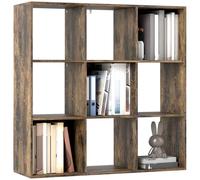 HOMCOM Estantería de 3 niveles, moderna estantería de cubo con 9 compartimentos de almacenamiento abiertos, unidad de almacenamiento independiente para sala de estar, dormitorio, estudio, marrón