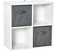 HOMCOM Estantería para Libros de 4 Cubos Librería Modular con 2 Cajones Extraíbles de Tela no Tejida para Oficina Estudio Dormitorio 61,5x30x61,5 cm