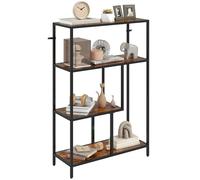 HOMCOM Estantería de 4 Estantes en Estilo Industrial, Estantería de Madera y Metal para Salón, Oficina y Estudio, 77x30x116 cm, Marrón Rústico
