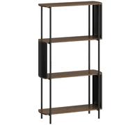 HOMCOM Estantería de 4 niveles, estantería independiente con diseño curvo, estantería industrial para libros, efecto madera marrón