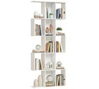 HOMCOM Estantería de 5 Niveles, Biblioteca Estrecha, Librería en Forma de S, para Salón, Dormitorio, Estudio, Oficina, 80x24x200 cm, Blanco