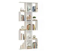 HOMCOM Estantería de 5 Niveles, Biblioteca Estrecha, Librería en Forma de S, para Salón, Dormitorio, Estudio, Oficina, 80x24x200 cm, Blanco