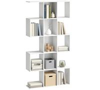 HOMCOM Estantería de 5 niveles, estantería geométrica en forma de S con 15 compartimentos, moderna estantería estrecha independiente para oficina en casa, sala de estar, dormitorio, efecto madera