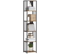 HOMCOM Estantería de 5 niveles, moderna estantería alta con marco de acero, unidad de almacenamiento independiente para sala de estar, dormitorio, estudio, oficina en casa, marrón rústico