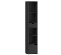 HOMCOM Estantería de 6 Compartimentos con Cajón y Armario de Almacenamiento Ajustable Independiente 30x24x158 cm Negro Aosom España