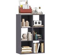 HOMCOM Estantería de 6 cubos, moderna estantería independiente de 3 niveles, estantería de exhibición para sala de estar, dormitorio, oficina en casa, estudio, color gris
