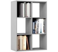 HOMCOM Estantería de 6 cubos, moderna estantería independiente de 3 niveles, estantería de exhibición para sala de estar, dormitorio, oficina en casa, estudio, gris claro