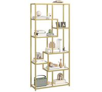 HOMCOM Estantería de 7 niveles, estantería geométrica, estantería industrial de pie, estantería abierta para sala de estar, oficina en casa y dormitorio, tono blanco y dorado