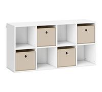 HOMCOM Estantería de 8 Cubos con 4 Cajones de Tela Horizontal o Vertical para Salón Dormitorio 105,9x30x53,7 cm Blanco y Beige