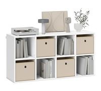 HOMCOM Estantería de 8 Cubos, Librería, Estantería para Libros con 4 Cajones de Tela, Horizontal o Vertical, para Salón, Dormitorio, Estudio, 105,9x30x53,7 cm, Blanco y Beige