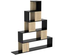 HOMCOM Estantería de Almacenamiento Biblioteca Geométrica de 5 Niveles para Oficina Salón Dormitorio Negro y Madera Natural Aosom España