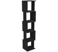 HOMCOM Estantería de Almacenamiento de 5 Niveles de Madera para Libros en Forma de S, Estantería Cubo para Sala de Estar, Oficina en Casa, 33 x 28 x 161 cm, Negro