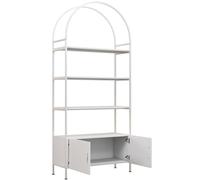 HOMCOM Estantería de almacenamiento, librería arqueada de 4 niveles con armario de doble puerta, 80 x 30 x 187 cm, blanco